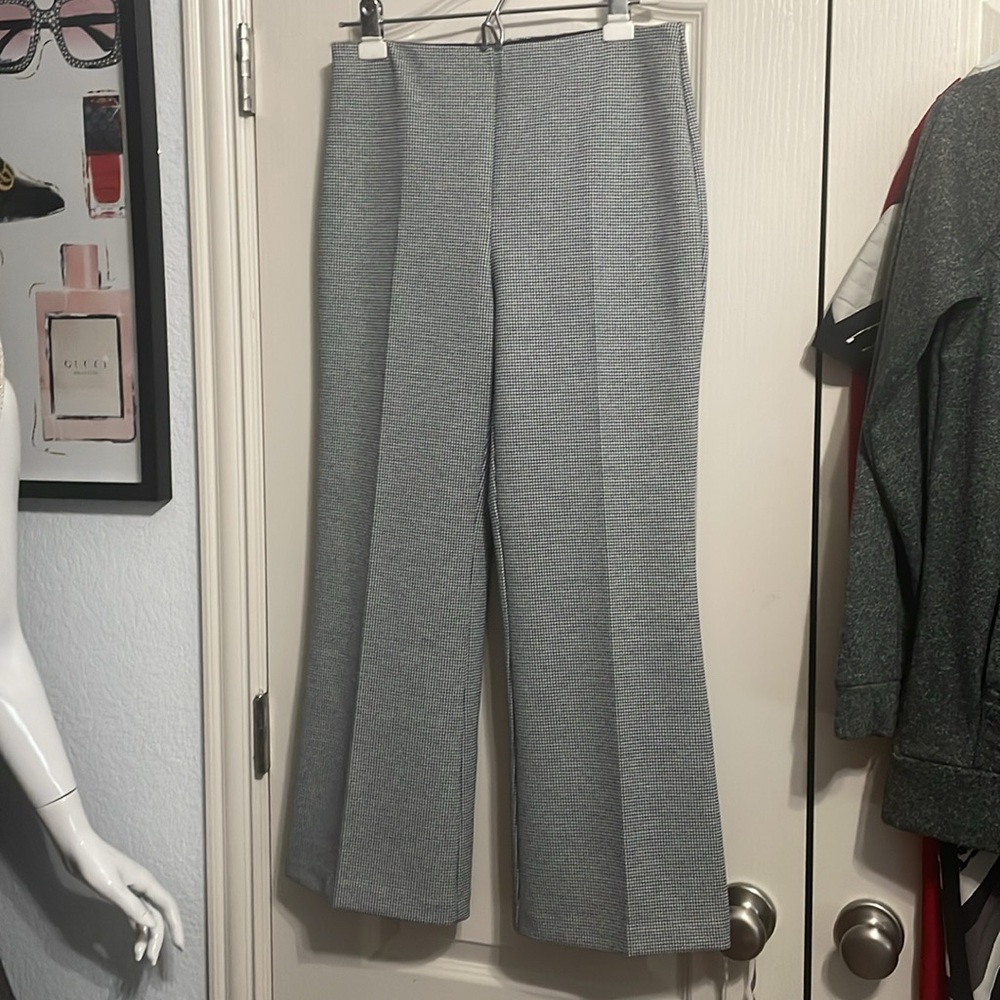 Theory Houndstooth Cropped Kick Pull On Pant Minimalist Quiet Luxury Old Money - Picture 2 of 5